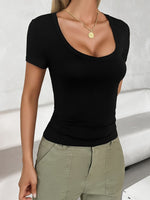Devine Scoop Neck Short Sleeve T-Shirt - Ladyez
