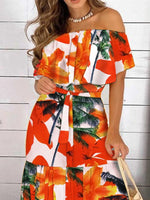 Printed Off Shoulder Maxi Dress - Ladyez