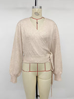 Tied Surplice Long Sleeve Sweater