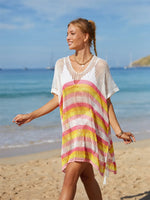 Angel Wings Cutout Striped Cover-Up with Tassel - Ladyez