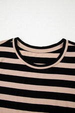 Stripe Casual Round Neck Tee Dress with Pockets