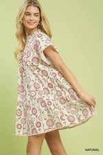 Umgee Floral Print Tiered Babydoll Dress