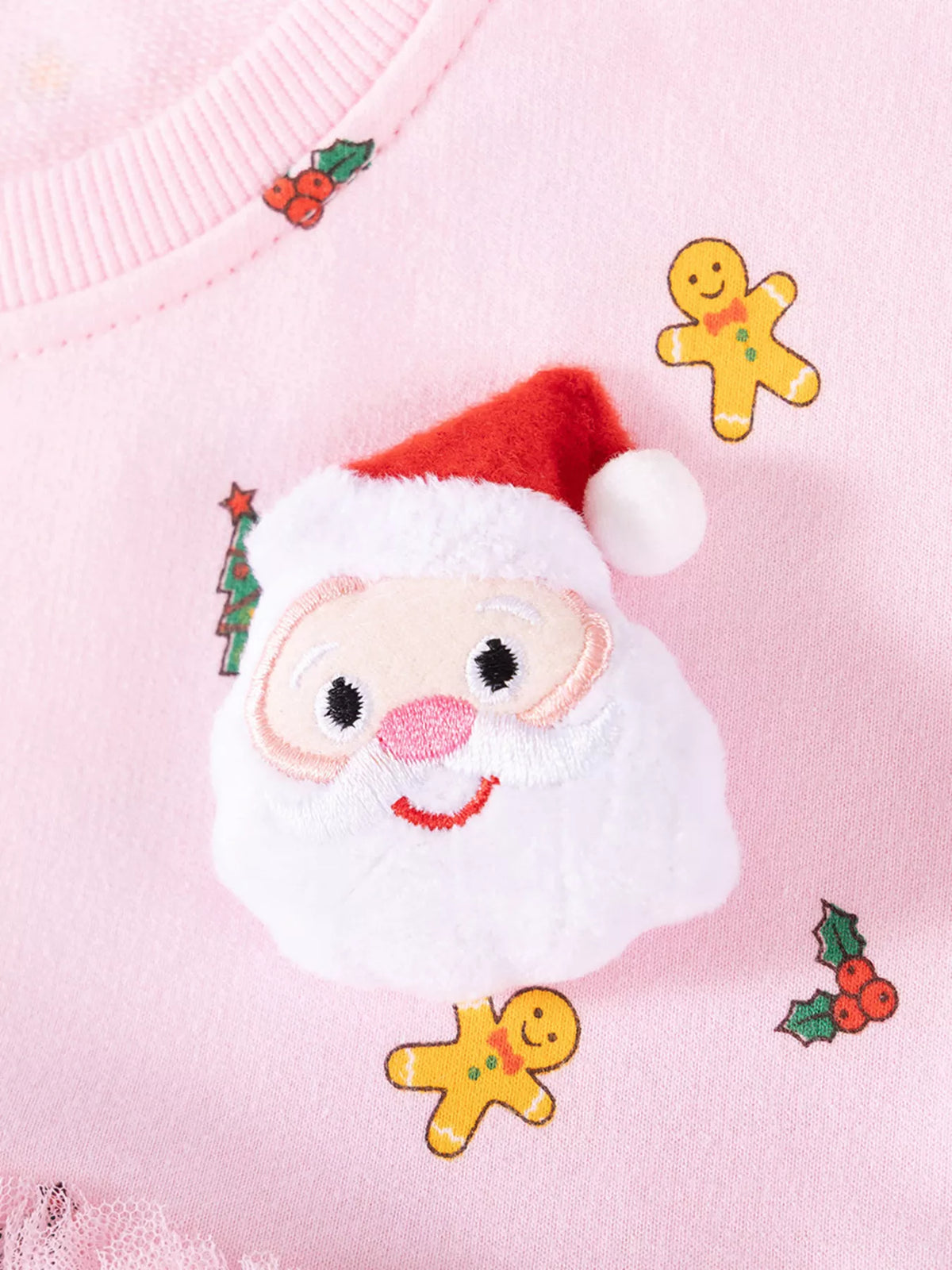Children's Christmas Santa Claus Tulle Long-Sleeve Dress