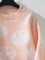 Smile Pattern Round Neck Long Sleeve Sweater