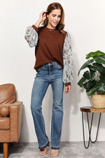 And The WhyFull Size Foil Printed Sleeve Top