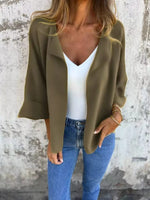 Full Size Open Front 3/4 Sleeve Casual Cardigan Plus Size