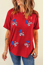 Sequin Stars and Stripes Balloon Puppy Graphic Crewneck Tee