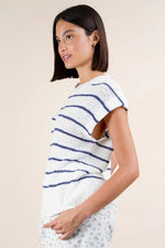 VERY J Striped Knit Sweater Vest Top