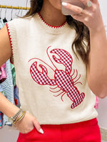 Lobster Embroidered Knit Sweater Vest