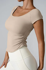 Round Neck Short Sleeve Active T-Shirt - Ladyez