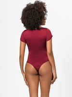 Full Size Square Neck Short Sleeve Bodysuit - Ladyez