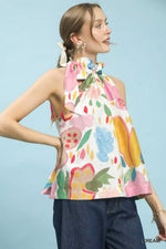 Umgee Multi-Color Floral Halter Neck Boho Top