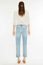 Kancan Mid Rise Distressed Boyfriend Fit Jeans - Ladyez