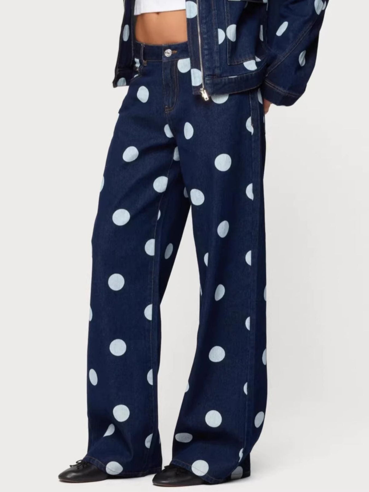 Polka Dot Wide Leg Jeans
