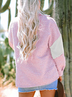 Button DownHoundstooth Color Block Shacket
