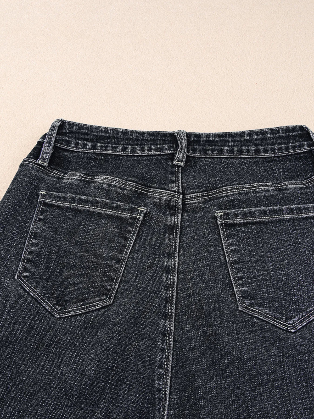 Seam Detail Flared Bottom Ankle Length Jeans - Ladyez