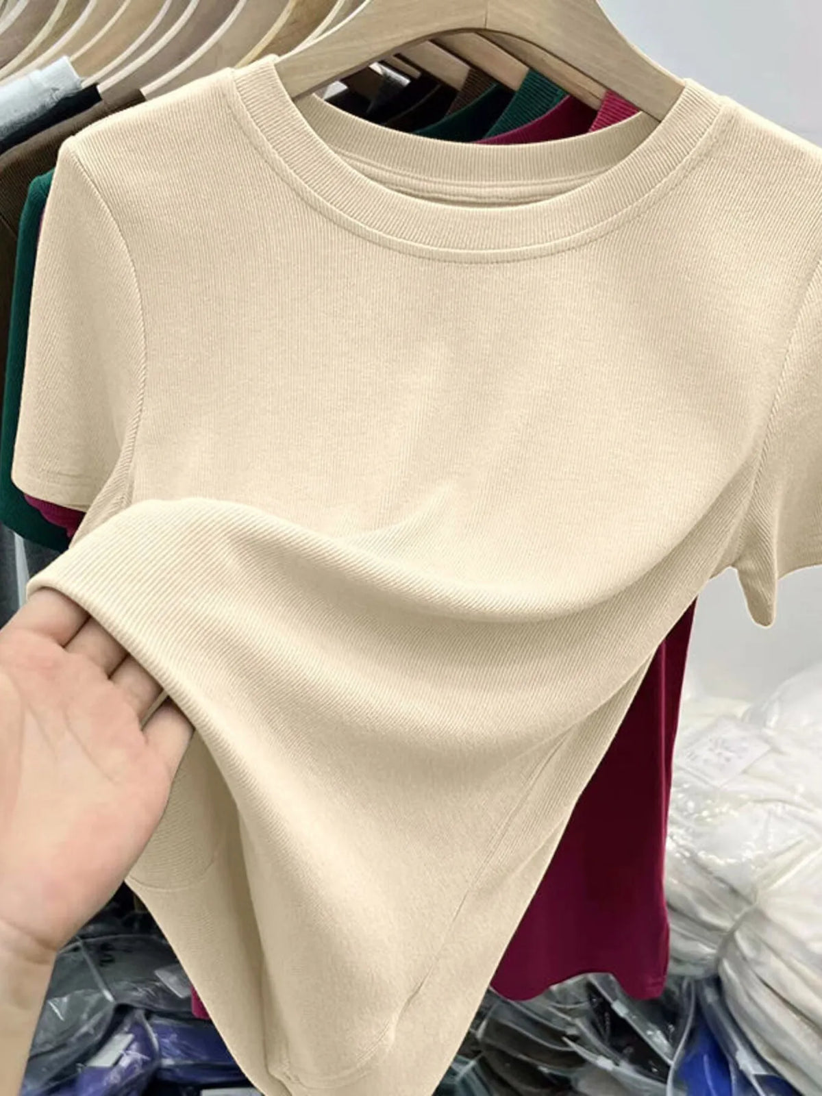 Crew Neck Short Sleeve T-Shirt - Ladyez