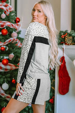 Leopard Long Sleeve Top and Shorts Lounge Set - Ladyez