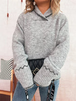 Ribbed Contrast Trim Long Sleeve Sweater