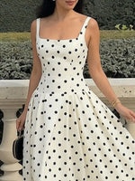 Polka Dot Square Neck Maxi Dress