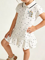 Children's Unicorn Polka Dot Ruffle Hem Dress