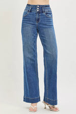 RISEN High Rise Wide Leg Wide Band Detail Jeans