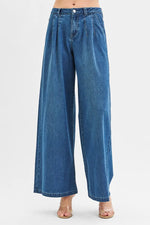 RISEN Mid Rise Fit Wide Leg Knit Denim Look Jeans - Ladyez