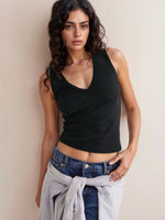 Solid V-Neck Tank - Ladyez