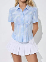 Gingham Short Sleeve Button-Up Shirt