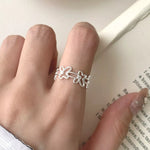 925 Sterling Silver Flower Open Ring