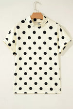 Polka Dot Print High Neck Dolman Top