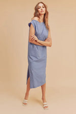 Aemi + Co Side Slit Round Neck Sleeveless Midi Dress