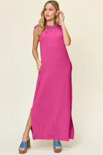Double Take Full Size Texture Mock Neck Sleeveless Maxi Dress - Ladyez