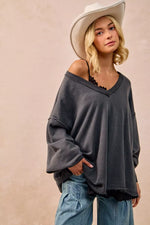 BiBi Mineral Washed French Terry Oversized Sweatshirt