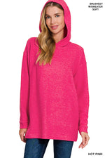 Zenana Hooded Brushed Melange Hacci Sweater