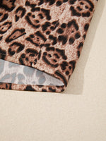 Leopard Bow Tie Puff Sleeve Blouse