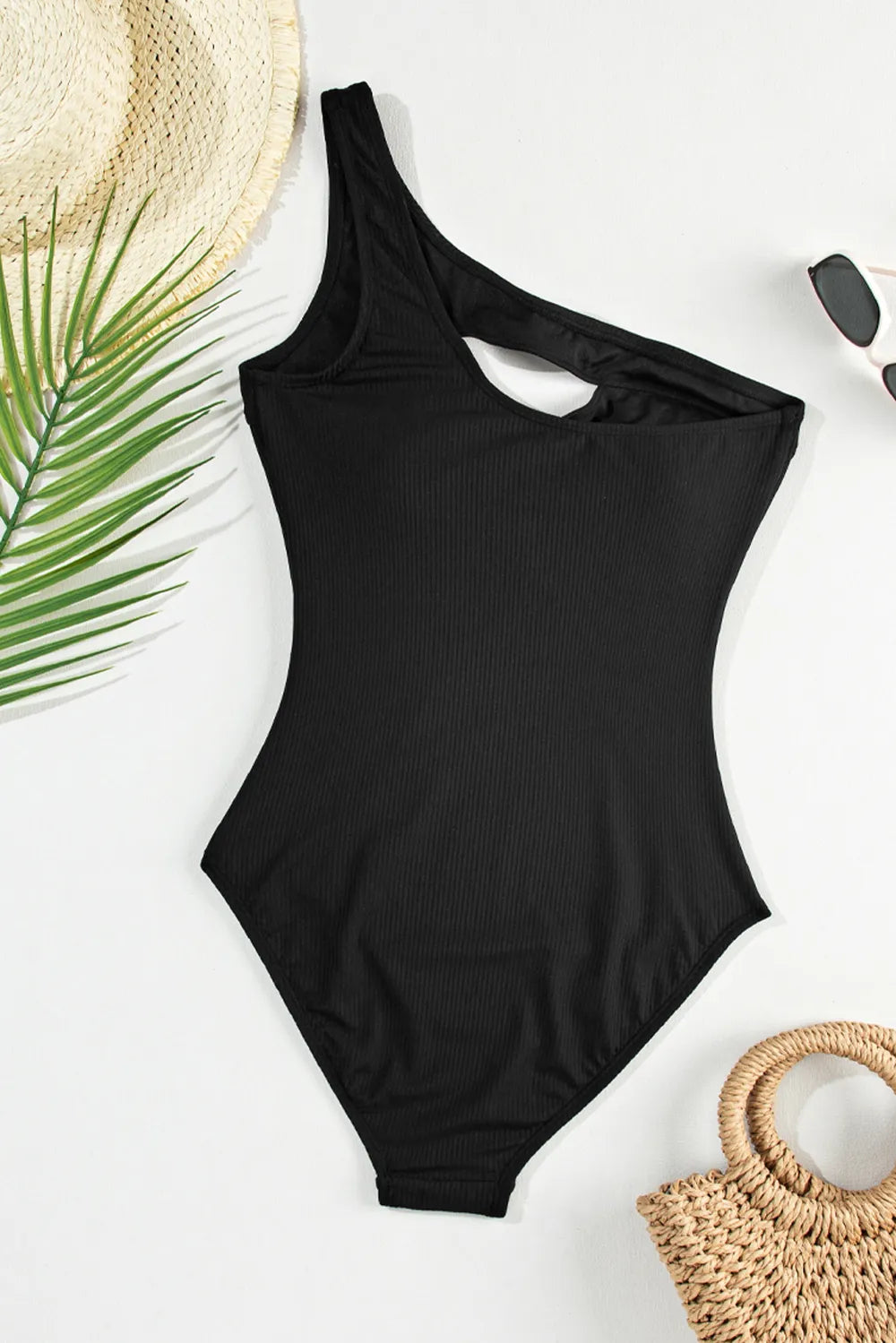 Cutout One Shoulder Sleeveless One-Piece Swimwear - Ladyez