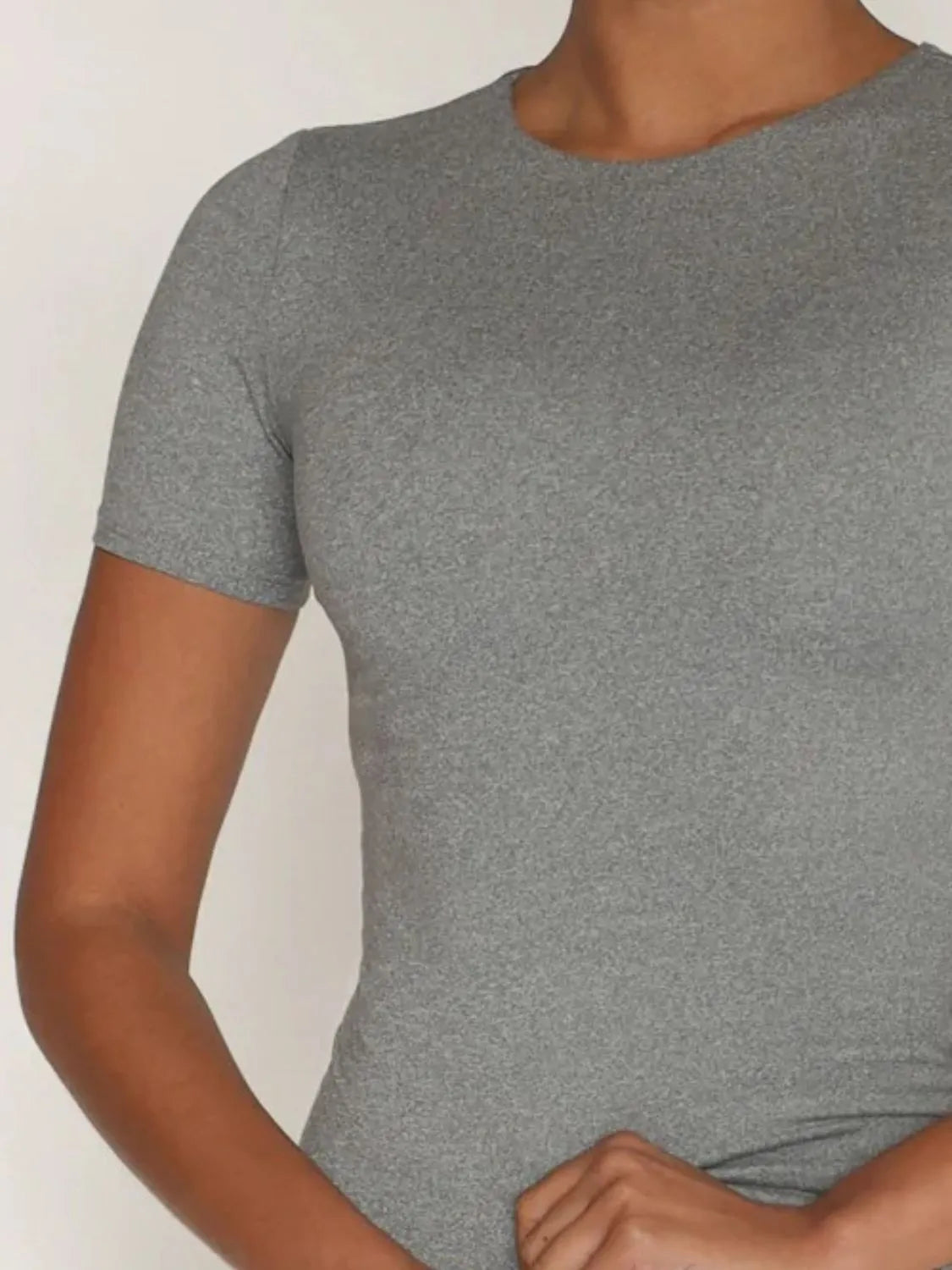 Round Neck Short Sleeve Swim Top - Ladyez