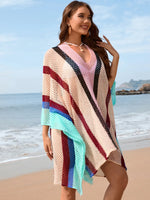 Openwork Color Block Plunge Cover-Up - Ladyez