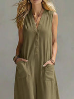 Full Size V-Neck Sleeveless Wide-Leg Jumpsuit Plus Size
