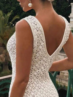 Lace Crochet V-Neck Sleeveless Maxi Dress - Ladyez
