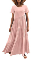 Round Neck Tiered Ruffle Maxi Dress - Ladyez