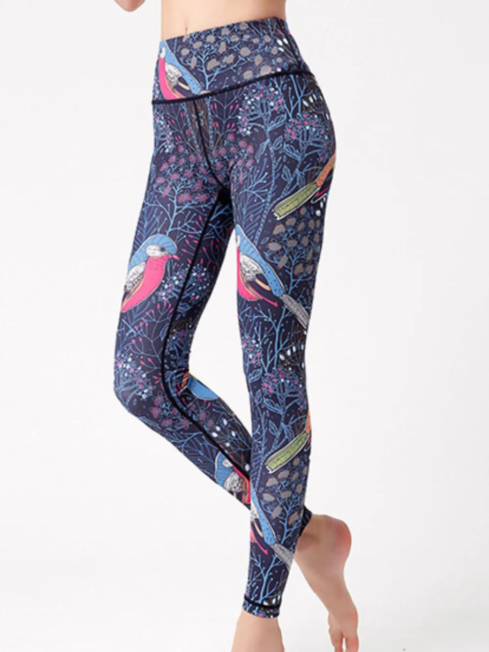 Printed High Waist Active Leggings - Ladyez