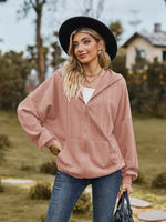 Zip Up Drawstring Long Sleeve Hooded Jacket