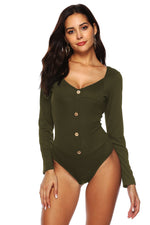Button Detail Bodysuit - Ladyez