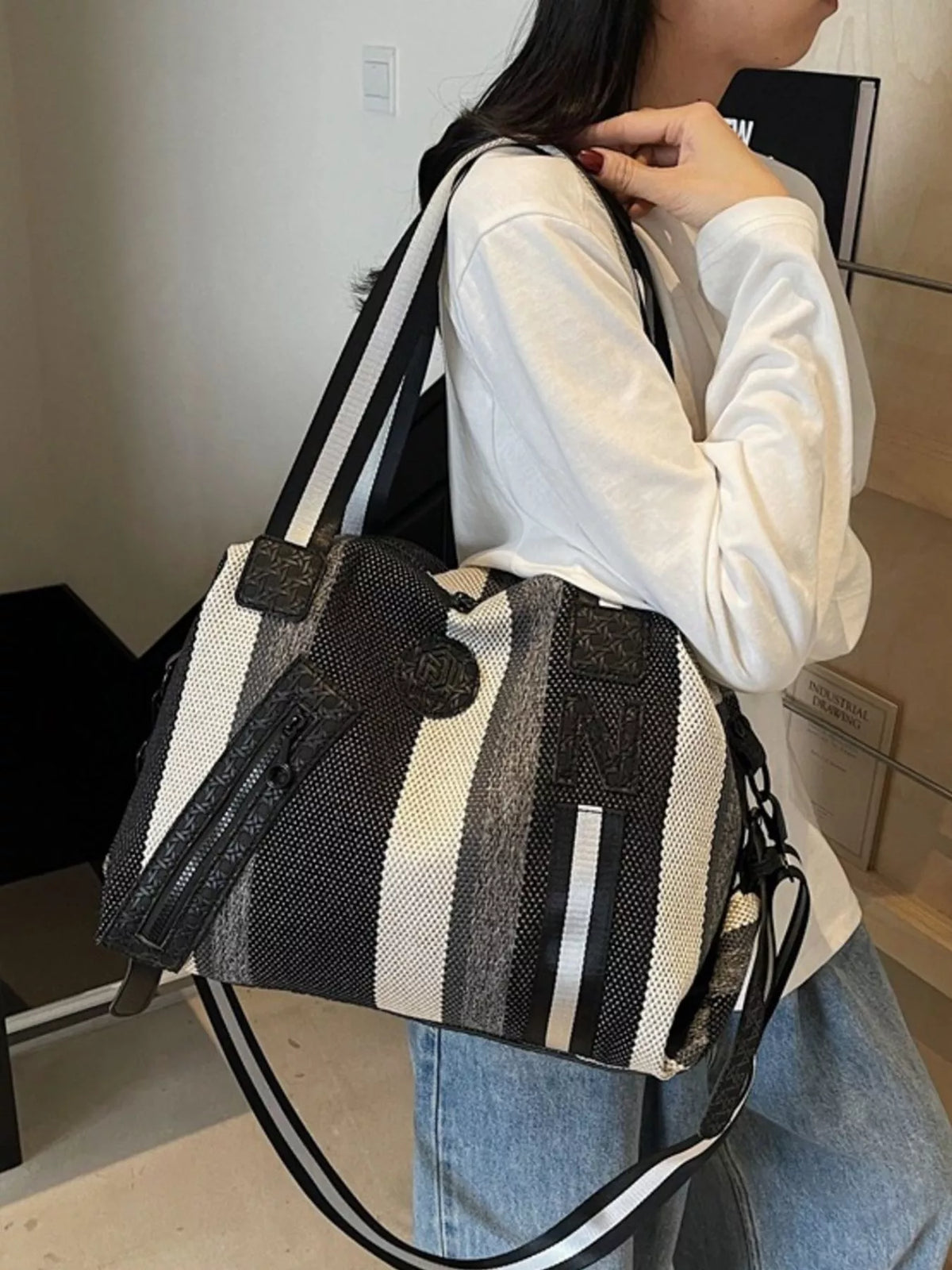 Striped Duffle Bag