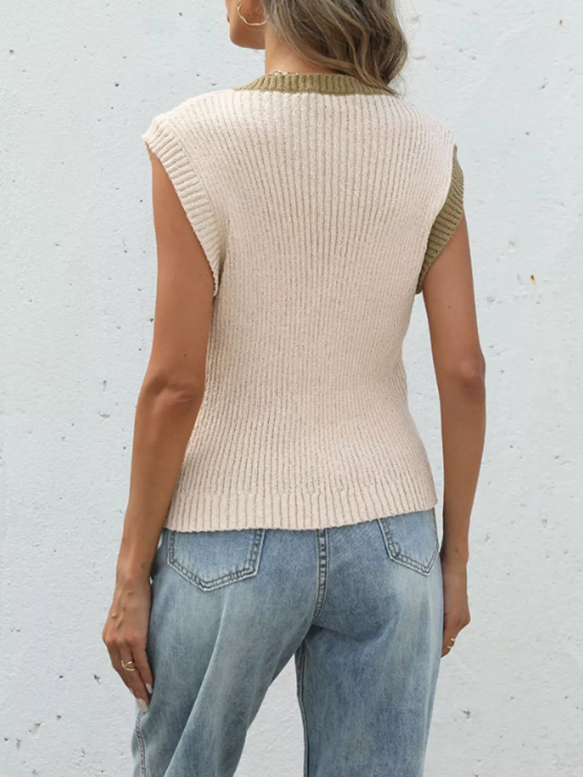 Two-Tone Button Up Cardigan