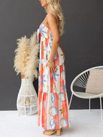 Printed Spaghetti Strap Maxi Dress with Pockets - Ladyez