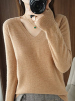 V-Neck Solid Color Sweater