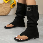 Toe Post Block Heels Boots - Ladyez